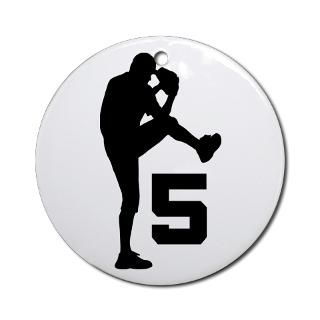 Baseball Pitcher Number 5 Ornament (Round) for $12.50