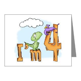 Note Cards > Dinosaur Fun 4th Birthday Note Cards (Pk of 20