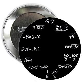 Algebra Gifts  Algebra Buttons  Black Math Clock 2.25 Button