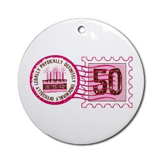 50 Gifts  50 Home Decor  Birthday Stamp 50 Ornament (Round)
