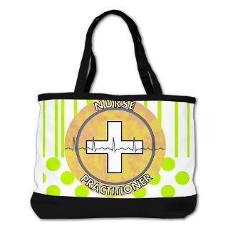 Nurse Practitioner lime and polka dots tote Sh for $88.00
