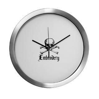 Embroidery   Skull and Crossb Modern Wall Clock
