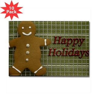 Happy Holidays Gingerbread Rectangle Magnet (10 pa