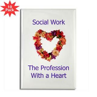 Social Work Heart Rectangle Magnet (10 pack)