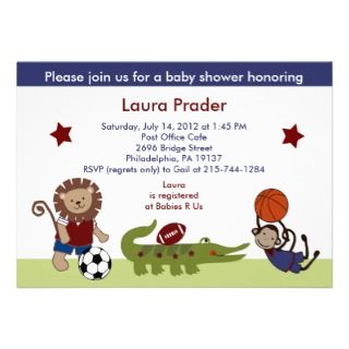 Safari Team/Animals Sports Baby Shower Invitation