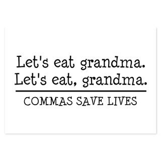Lets Eat Grandma. Commas Save Lives Invitations  3.5 x 5 Flat Cards