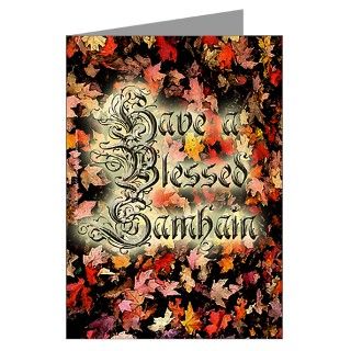 Eve Greeting Cards  Blessed Samhain Leaves Invitations (Pk of 10