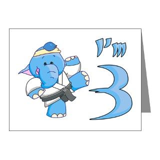 Note Cards  Elephant Karate 3rd Birthday Invitations (20 Pk