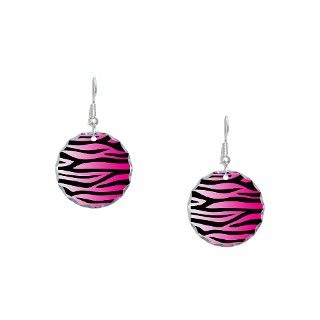 Black Gifts  Black Jewelry  Hot Pink Zebra Print Earring Circle