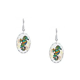 Fish Gifts > Fish Jewelry > RAINBOW SEAHORSE Earring Oval Charm