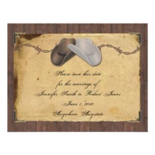 Rustic Country Cowboy Hats Barbed Wire Wedding Personalized