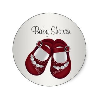 Red White Baby Shoes Baby Girl Shower Stickers