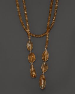 Citrine And 14K Yellow Gold Lariat Necklace, 42