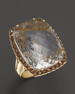 14K Yellow Gold Crystal Quartz & Champagne Diamond Ring, .38 ct. t.w