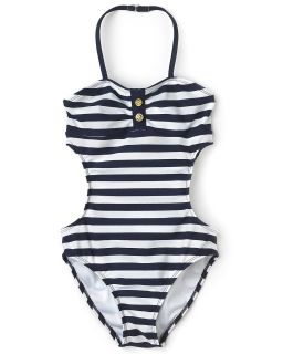 Aqua Girls Striped Swimsuit   Sizes 7 16