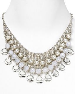 RJ Graziano Pearl and Stones Cluster Necklace, 16.5