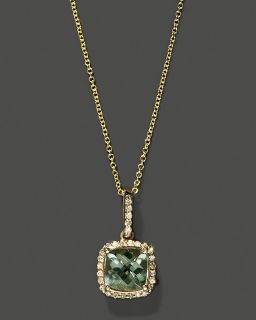 And Green Amethyst Pendant In 14K Yellow Gold, 18
