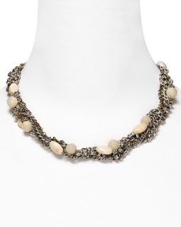 Aqua White Bead Wrap Necklace, 19 1/2