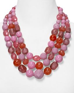 Aqua Multi Layer Beaded Necklace in Pink, 22