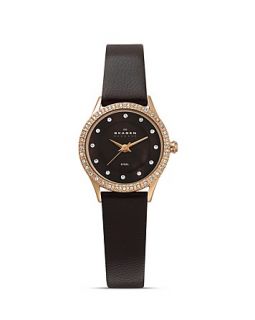 Skagen Brown with Gold Leather Strap Watch, 24mm