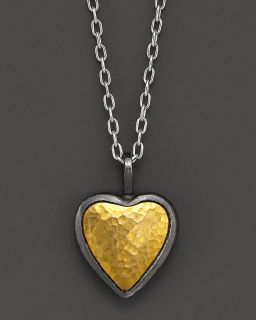Gurhan 24K Yellow Gold And Sterling Silver Amulet Heart Necklace, 16