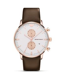 Emporio Armani Two Tone Brown Leather Strap Watch, 43mm