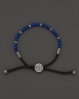 John Hardy Mens Sterling Silver Batu Bracelet with Lapis Lazuli Beads
