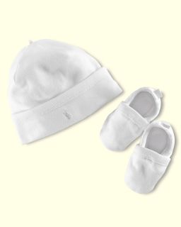 Ralph Lauren Childrenswear Infant Solid Beanie Hat/Bootie Set