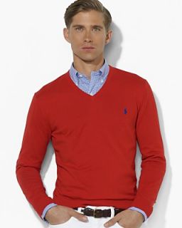 Polo Ralph Lauren Long Sleeved Cotton Cashmere V Neck Sweater