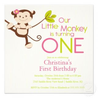 Girl Monkey Birthday Party on Girl Monkey Kids Birthday Party Invitations Perfect Invitation For