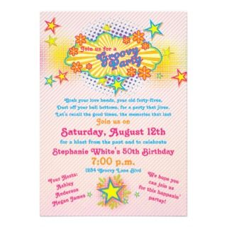 50th Birthday Party Games on 70s Theme Groovy Flower Power 50th Birthday Party Custom Invite