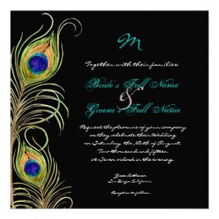 Peacock Feathers Wedding Invitation