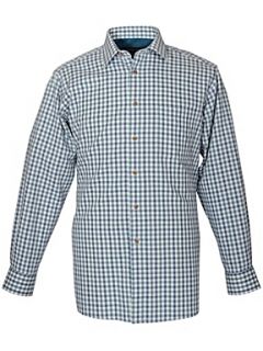 Double TWO King Size Long Sleeve Cotton Check Shirt Teal   