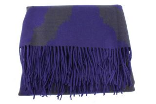 Kashmere New Blue Ikat Cashmere Wool Fringe Hem Wrap One Size BHFO