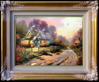 Teacup Cottage 18x24 P P Framed Limited Edition Thomas Kinkade Canvas