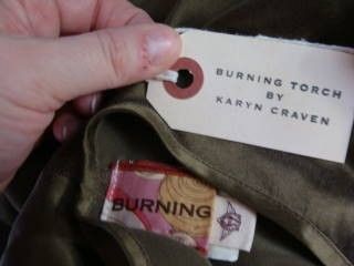 New Burning Torch by Karyn Craven Olive Green Silk Embellished Tank