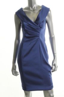 Kay Unger New Purple Satin Shawl Collar Sleeveless Cocktail Dress 2
