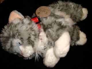 Keel Toys Kitten Cat 9 Kayla Plush Gray White Blue Eyes Red Collar