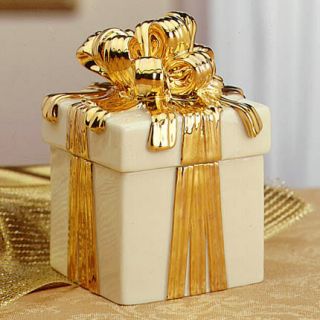 Lenox Keepsake Box w Removable Lid Lavish 24 Karat Gold Bow Great Gift