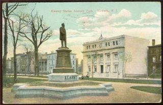 Postcard of Kearny Statue Armory Park Newark New Jersey 1908