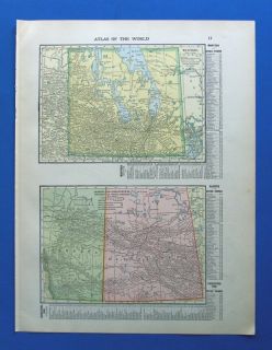 RARE 1911 Manitoba Alberta Sask Map Full Color