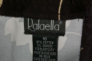 New Womens Rafaella Black Skirt White Cream Flowers Sz 10 Stretch