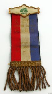 Kerby Women Social Club   Vintage 1938 Ribbon Medal Member Collectible