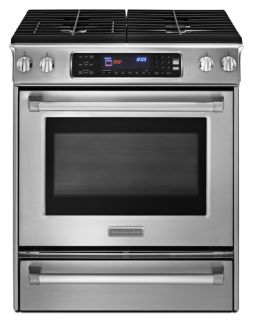 KitchenAid Pro Line Series KGSS907XSP 30 Slide in Gas Range with 4