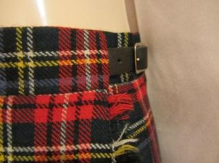 Highland Kilts Scottish Celtic Red Green Pleated Wool Wrap Knee Skirt