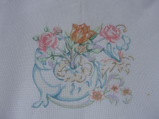 Edie Ginger Floral Flowers Chair Cover Hand Painted Needlepoint Canvas