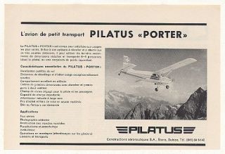 1960 Pilatus Porter Airplane Aircraft French Print Ad