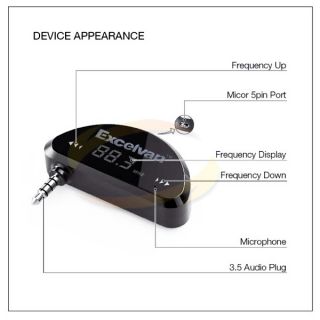 Orignal Excelvan 3 5mm Audio FM Transmitter USB Car Charger for Apple