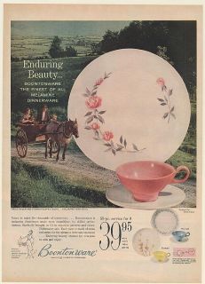 1959 Boontonware Killarney Rose Pattern Melamine Dinnerware Print Ad
