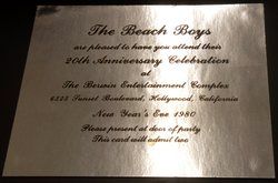 Beach Boys 1980 Unused Backstage Pass Party Invitation